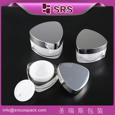 خرید SRS تولید کننده چین فروش داغ شکل مثلث زیبا پلاستیک لوازم آرایشی جار آکریلیک خالی online manufacture