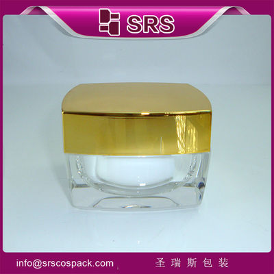 خرید SRS عرضه کننده چین fanshion گلدن خالی آکریلیک مربع ظرف کرم آرایشی عمده فروشی online manufacture