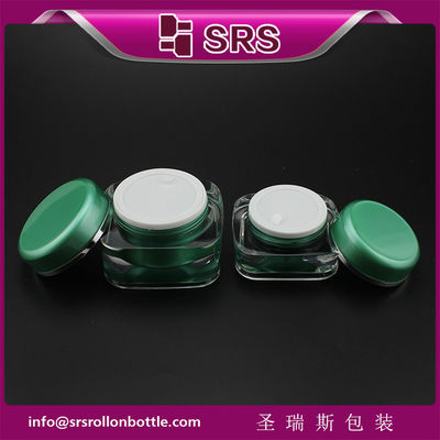 خرید قوطي رنگ سبز مراقبت از پوست، کیفیت بالا ظرف کوسمیک شکل مربع خالی online manufacture