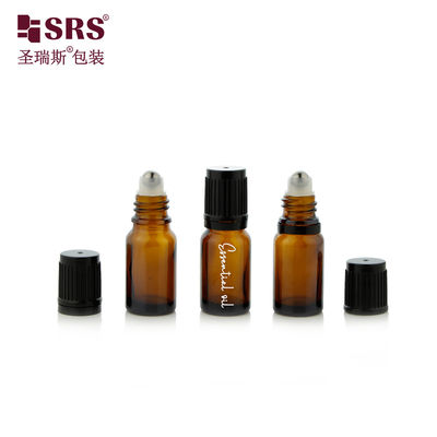 خرید بطری شیشه ای گرد کهربایی 10 میلی لیتری با درپوش ضد بچه فولادی برای روغن ضروری online manufacture