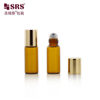 خرید BLP-3ML بدون نشتی بطری گلوله ای فولادی غلتکی شیشه ای کهربایی برای سفارشی سازی بسته بندی آرایشی و بهداشتی عطر اسانس online manufacture