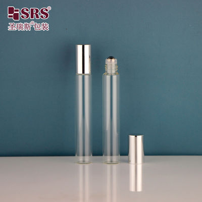 خرید 15mm قطر لوله لوله شیشه 10ml فولاد ضد زنگ رول بال روی بطری با فلز آلومینیوم پرتاب فلز برای روغن های ضروری عطر خالی بسته بندی online manufacture