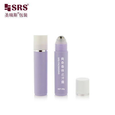 خرید RPP-30ml تزریق بنفش درخشان ماتی به پایان رسید کلاه سفید با چاپ حلقه نقره ای استیل توپ ماساژ مو سرم بطری رول online manufacture