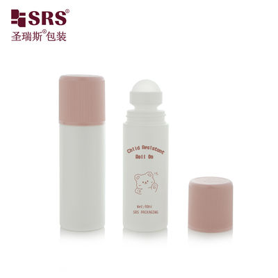 خرید RPPD1-90ML Round White Bottle With Colored Ribbed CRC Cap Double Wall High End Roll On Bottle online manufacture