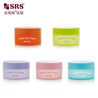 خرید SRSQ 100g PP PCR Injection Custom Color Matte In Mold Plastic Cream Jar Container For Facial Cream online manufacture
