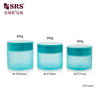 خرید PET007 200g 250g 300g Plastic PET Cream Jar With Flip Cap For Body Scrub Toner Pads Wirh Spoon online manufacture