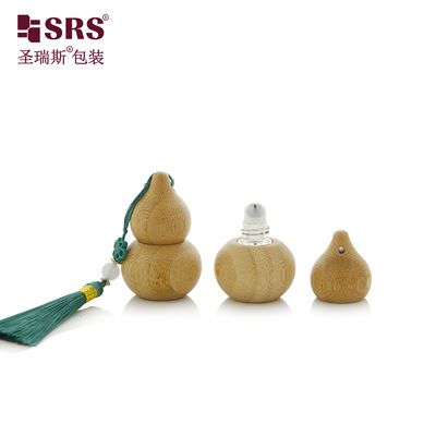 خرید مینی شکل کدو واقعی بامبو شیشه ای بطری داخل رول بال برای روغن عطر لوکس سفارشی online manufacture
