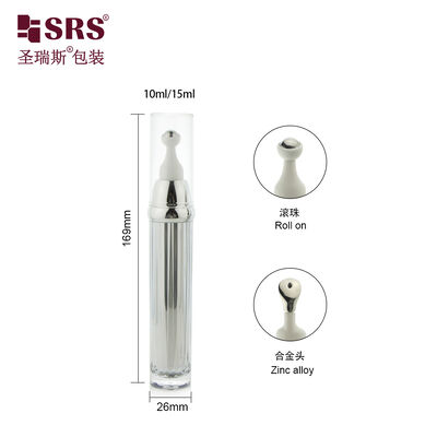 خرید AY009 10ml 15ml سفارشی درخشان نقره ای فلزی اکریلیک بدون هوا روی بطری برای کرم چشم بدون نشت online manufacture