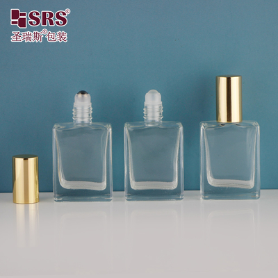 شکل مربع دیواره ضخیم روغن ضروری لوکس شیشه رول آن نمونه بطری 15 میلی لیتر
