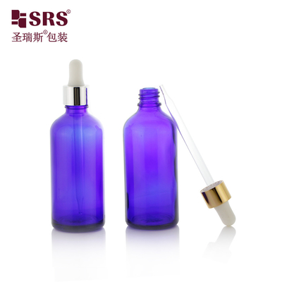حجم بزرگ عطر گرد بوستون شکل شیشه آبی بطری قطره 100 میلی لیتر