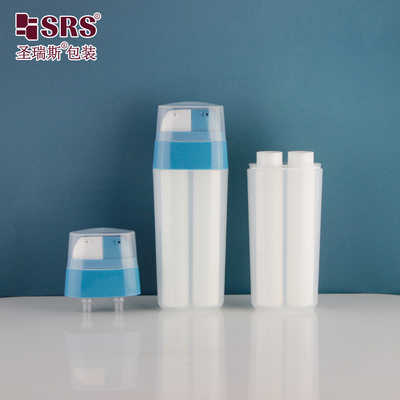 30ML دو لوله PP PCR بازیافت شده لوسیون سرم ژل مراقبت از پوست بطری آرایشی بدون هوا 20ml
