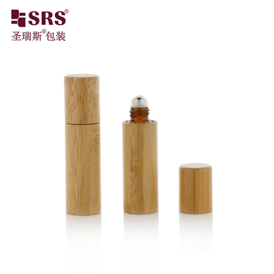 5ml بطری خالی Amber درونی عطر روغن ضروری رولر بامبو شیشه ای ظرف آرایشی