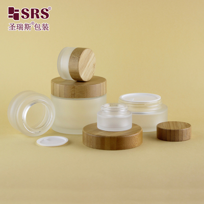 15g 30g 50g 100g 200g خالی شفاف مات شیشه سفارشی شیشه آرایشی بامبو