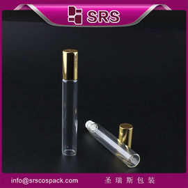 SRS عمده فروشی 100٪ بدون نشت 10ml رول شیشه ای در بطری با کاپ الومینیوم طلایی درخشان