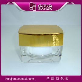 SRS عرضه کننده چین fanshion گلدن خالی آکریلیک مربع ظرف کرم آرایشی عمده فروشی
