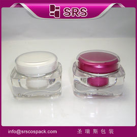 SRS ساخته شده در چین مربع آکریلیک آرایشی 50g شیشه کریمی پلاستیکی خالی با سرپوش گرد