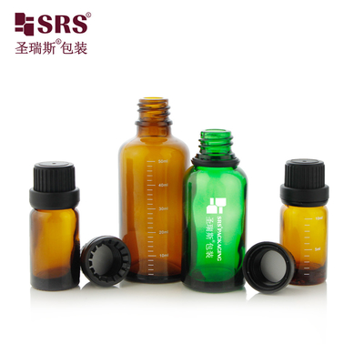 بطری شیشه ای شفاف آبنبات آبی سبز رنگ برای روغن ضروری با کاپ ضد بچه