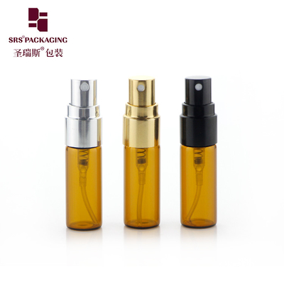 BLPA-3ML آمبر فیله لوله شیشه ای بطری با آلومینیوم طلا پمپ اسپری برای عطر