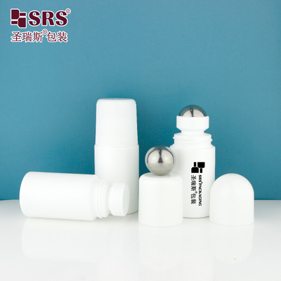 RPPC-60ML گرد سفید تزریق تنفسی پلاستیکی PP PCR بازیافت شده سازگار با محیط زیست رول روی بطری ژل ضد عطر