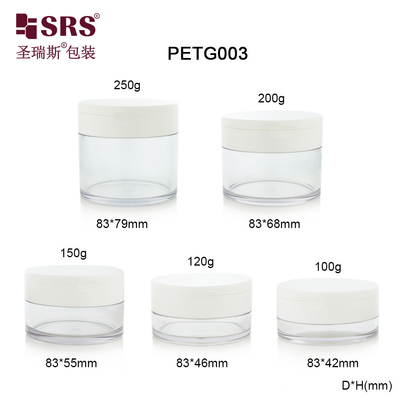 PETG003 100g 120g 150g 200g 250g ظرف شیشه پلاستیکی شفاف PETG برای کرم صورت