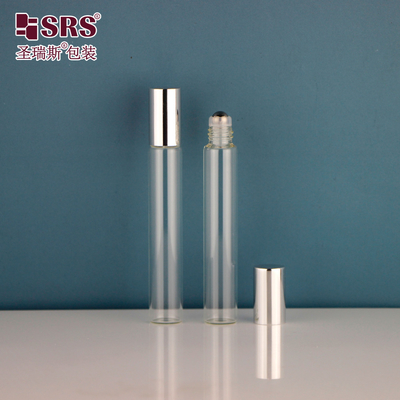 15mm قطر لوله لوله شیشه 10ml فولاد ضد زنگ رول بال روی بطری با فلز آلومینیوم پرتاب فلز برای روغن های ضروری عطر خالی بسته بندی