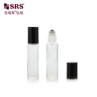 بسته بندی عطر فروشی 10 میلی لیتر شیشه شفاف رول بال روی بطری آزمایش خلاء 100٪ بدون نشت فولاد ماساژ کننده سر برای روغن های ضروری مراقبت از پوست