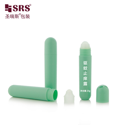 RPPG 25 میلی لیتر تزریق سفارشی رنگ Pantone یخچال گنبد کلاه گرد پایین پلاستیکی PCR سازگار با محیط زیست رولر پی پی توپ بطری applicator با کیسه Lanyard اندازه قابل حمل