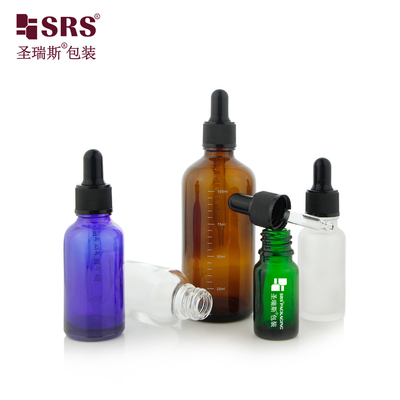 D002 5ml 10ml 15ml 20ml 30ml 50ml 100ml 18/415 بطری شیشه ای ریبدار شانه قطره کش برای روغن ضروری