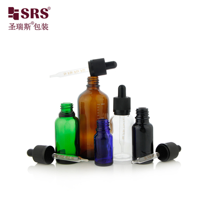 D006 15ml 30ml 50ml بطری قطره ای شیشه ای سبز شفاف شفاف برای سرم صورت