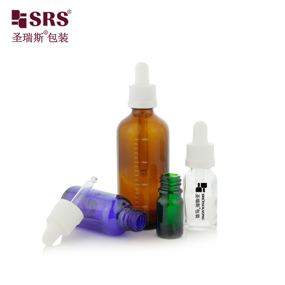 D010 بطری های قالب بندی شده شیشه ای شفاف با کاپ های مقاوم در برابر کودکان CRC و پوشش قطرات دقیق برای سرم اصلی مو