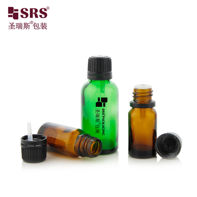 G001 بطری شیشه ای قالب بندی شده با پلاگین پیچ پیچ پوشه ضد دستکاری برای روغن های ضروری