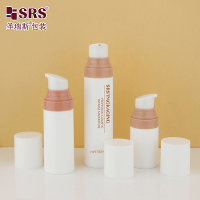PA0204 15ml 30ml 50ml پمپ تزریقی صورتی سفارشی سازی PP PCR مواد بازیافت شده بطری بدون هوا درخشان برای کرم صورت