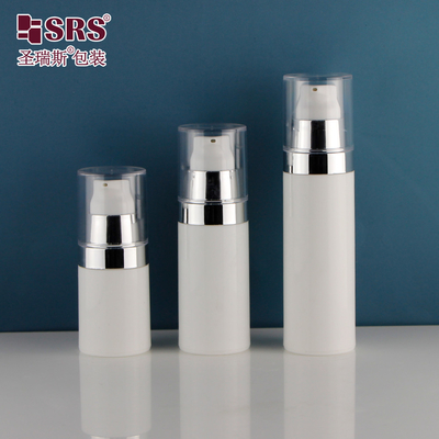 PA212 15ml 30ml 50ml فلز نقره ای شانه پلاستیکی پمپ بدون هوا بطری برای لوشن بدن