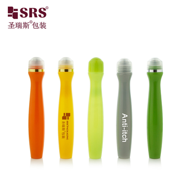SRS8447-15ML تزریق رنگ سفارشی شکل رادیون PETG بطری برای ضد خارش بطری رولر سیال
