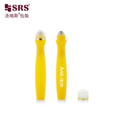 SRS8447-15ML تزریق باد زرد درخشان PETG پلاستیکی رول روی فولاد بطری توپ رول ضد خارش مایع اپلیکیشن