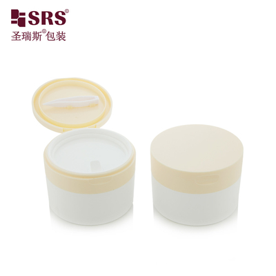 SRS1 120g 150g سفارشی روشن گرم سفید PP PCR بازیافتی بدنه اسکراب کرم ظرف با قاشق