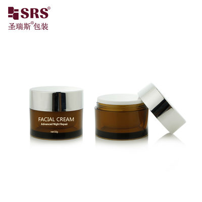 J0210B 30g 50g ظرف پلاستیکی گرد با دیواره دوتایی شفاف رنگ شده با رنگ سفارشی برای کرم صورت