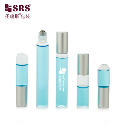 BLP 1ml ~ 10ml لوله شفاف شیشه ی لاجوردی رول روی بطری 304 استیل ضد زنگ Applicator توپ برای روغن ضروری