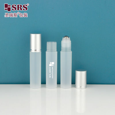 بطری گرد پلی پروپیلن مات شفاف RPA-10ML با سر فلزی ماساژور آلومینیومی برای سرم مو