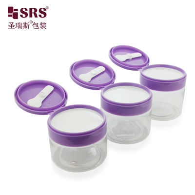 PET007 200g 250g 300g Injection Color Plastic PET Cream Jar With Flip Cap Tweezer Spoon