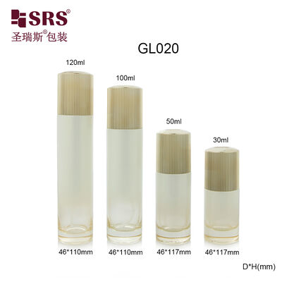 GL020 30ml 50ml 100ml 120ml بطری شیشه ای شفاف لوکس خالی با پمپ لوسیون برای کرم آرایشی