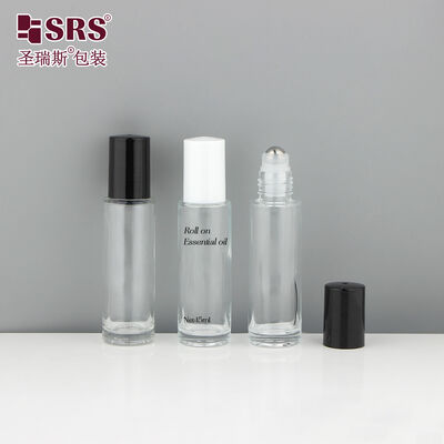 BLPM-15ML SRS بطری رول آن شیشه ای با دیواره ضخیم لوکس شفاف رنگ کهربایی برای عطر روغن ضروری