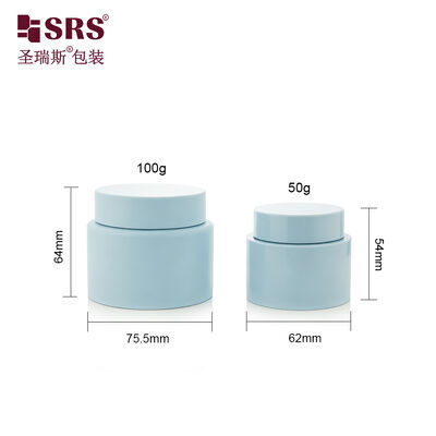 SRSJL 50g 100g خالی رنگ آمیزی آبی رنگ PP شیشه کرم ظرف سفارشی سازی جار بدن