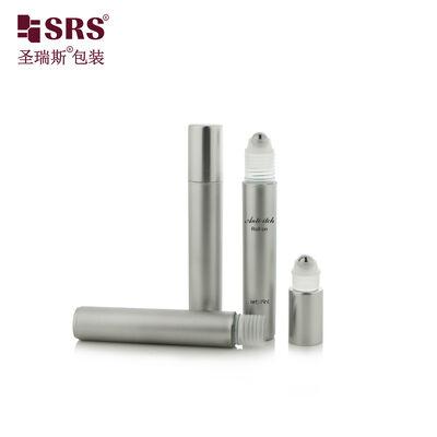 RPA 15ML متالیک سیلور PP PCR بطری با توپ غلتکی فولادی و درپوش آلومینیومی برای کاربرد لوازم آرایشی