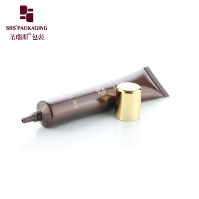 Dia 19mm Cosmetic Soft Tube Brown Tube with Gold Electroplated Cap for Skincare