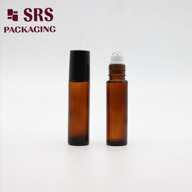 بطری ماساژ روغن ضروری 10 میلی لیتر شیشه ای رولر گلوله ی شفاف قهوه ای زرد