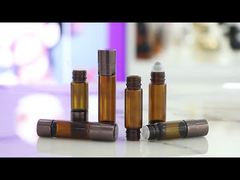 بطری شیشه ای کهربایی SGP1 با پلاگین درج توپ غلتکی برای روغن ضروری بدون نشتی